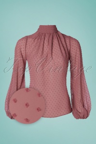 Closet London - 60s Gabby Dots Blouse in Old Pink