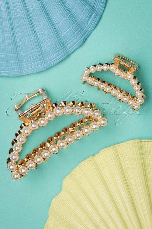 Darling Divine - Pearly Hair Clip Set in Gold