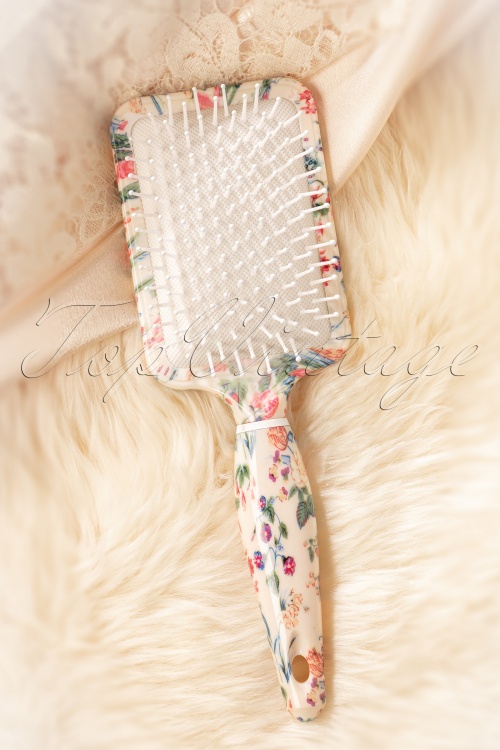 The Vintage Cosmetic Company - Rectangular Paddle Hair Brush à Motif Floral