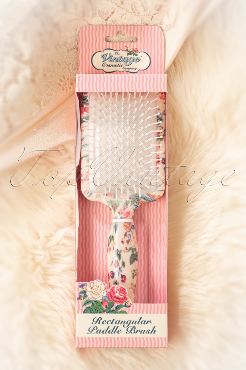 The Vintage Cosmetic Company - Rectangular Paddle Hair Brush à Motif Floral 2