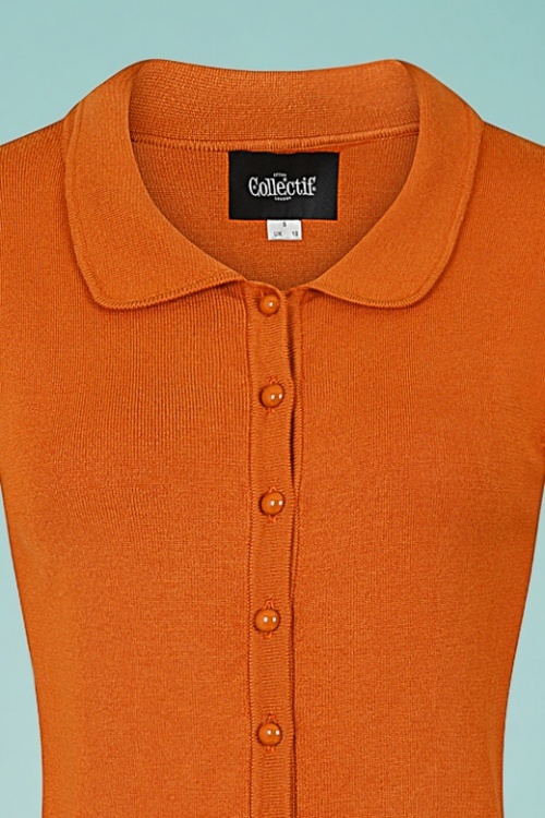 Collectif Clothing - 50s Jorgie Knitted Cardigan in Orange 4