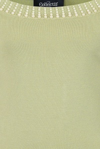 Collectif Clothing - Emilia Pearly Jumper Années 50 en Vert  2