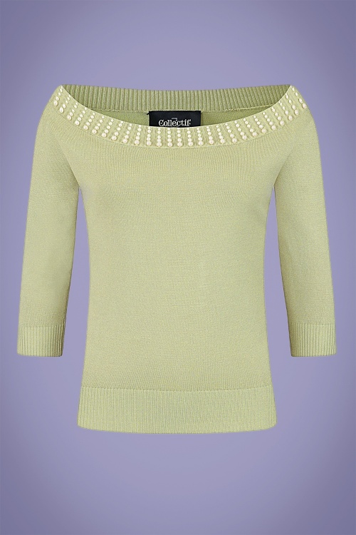 Collectif Clothing - 50s Emilia Pearly Jumper in Green