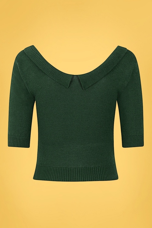 Collectif Clothing - 50s Babette Jumper in Forest Green 3