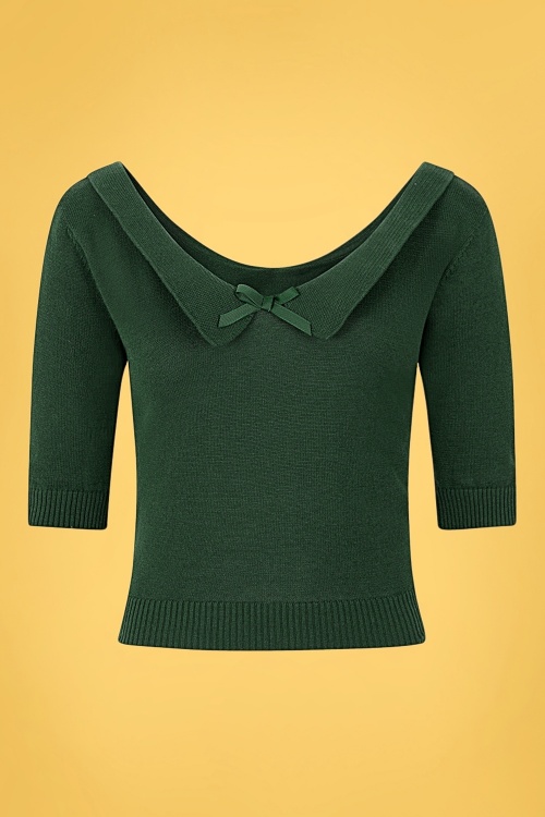 Collectif Clothing - 50s Babette Jumper in Forest Green