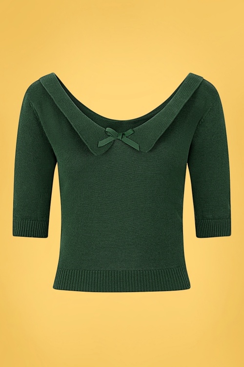 Collectif Clothing - Babette Jumper Années 50 en Vert Sapin