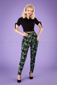 Collectif Clothing - 50s Maddie Black Forest Trousers in Black