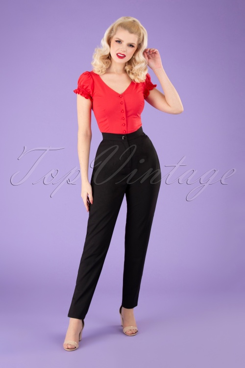 Collectif Clothing - 50s Louise Cigarette Trousers in Black