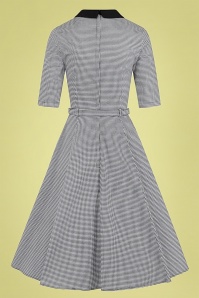 Collectif Clothing - Winona Houndstooth Swing Dress Années 50 en Noir et Blanc 5