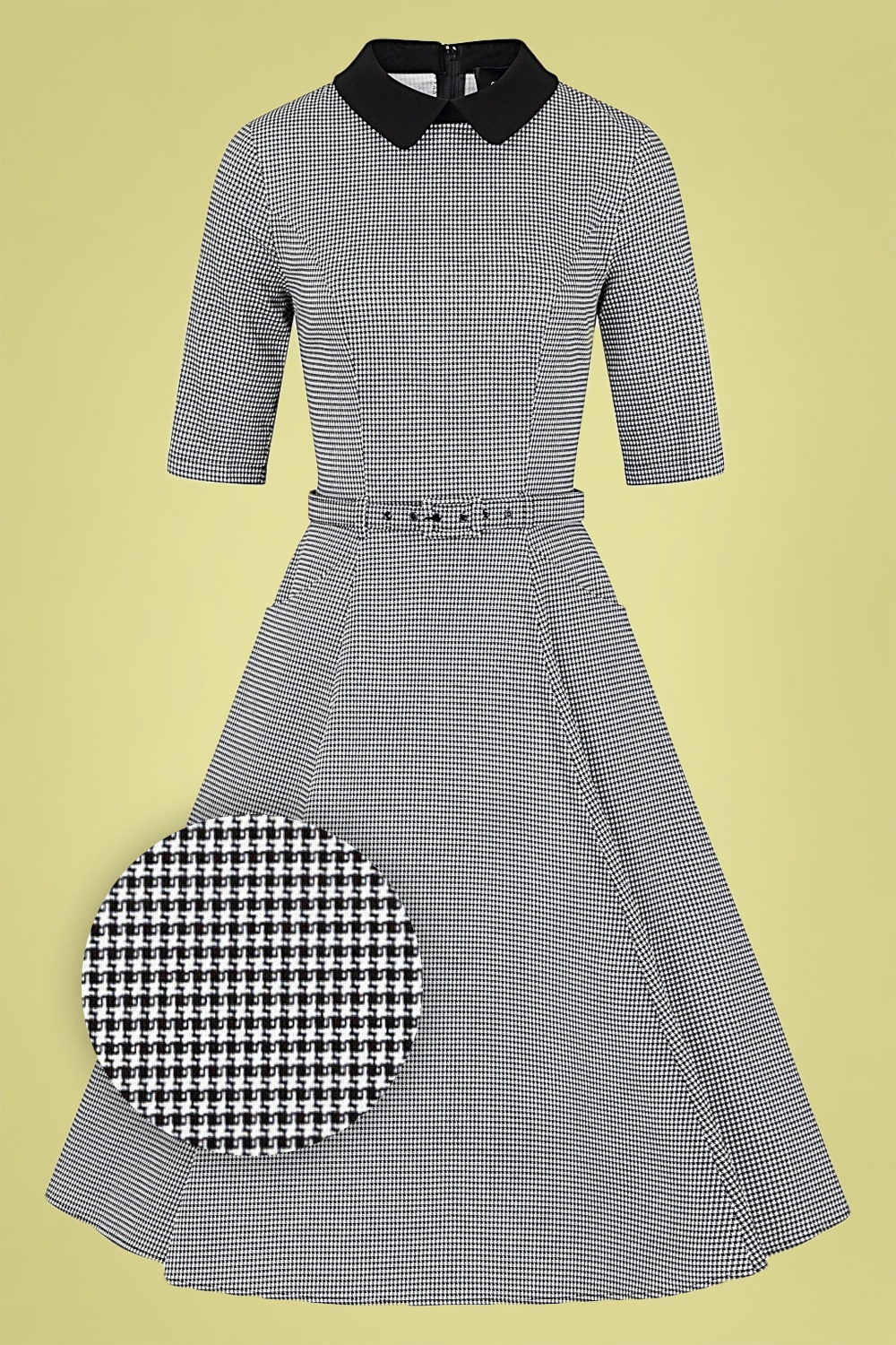 Collectif Clothing - Winona Houndstooth swingjurk in zwart en wit 3