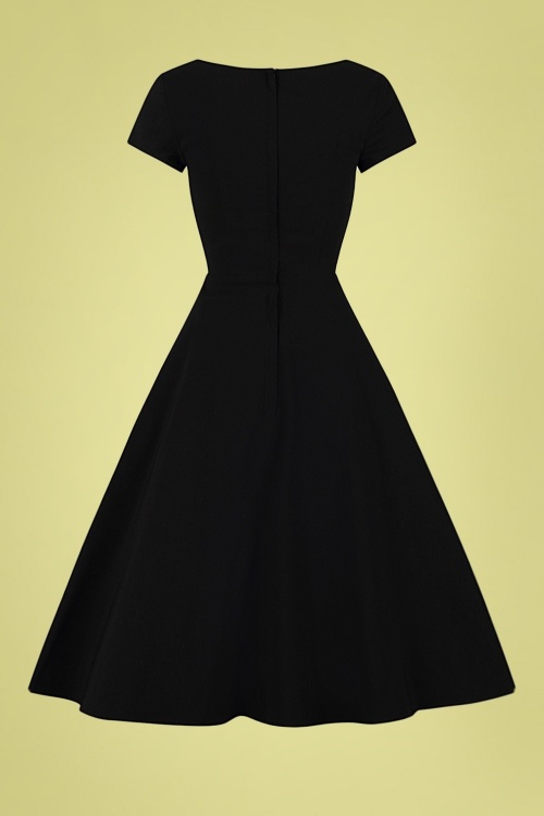 Collectif Clothing - Kristy Plain Swing Dress Années 50 en Noir 5
