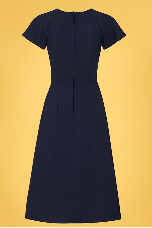 Collectif Clothing - 50s Cherilynn Plain Swing Dress in Navy 4