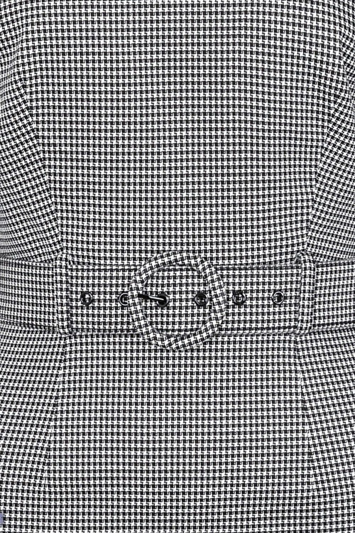 Collectif Clothing - Katya Houndstooth Pencil Dress Années 50 en Noir et Blanc 3
