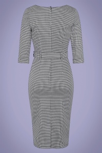 Collectif Clothing - Katya Houndstooth Pencil Dress Années 50 en Noir et Blanc 4