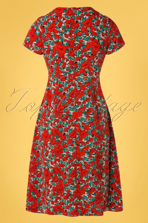 Louche - 50s Erine Zinnia Midi Dress in Red 3