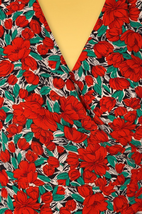 Louche - Erine Zinnia midi-jurk in rood 5
