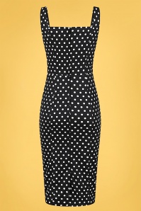 Collectif Clothing - Anita Polka Dot Pencil Dress Années 50 en Noir 3