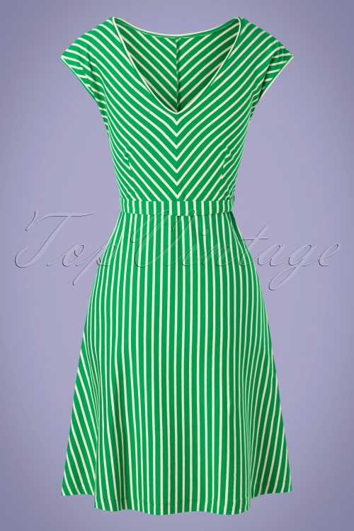 King Louie - Grace Bretons gestreepte jurk in very groen 5