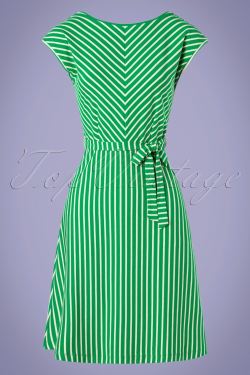 King Louie - Grace Breton Stripe Dress Années 60 en Vert Extrême 2