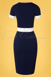 Vintage Chic for Topvintage - Verena Bleistiftkleid in Navy und Weiß 6