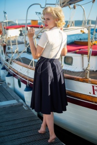 Glamour Bunny - 50s Lila Swing Dress in White and Navy 9