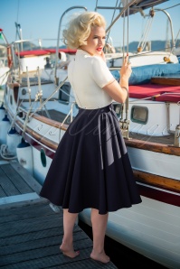 Glamour Bunny - Lila Swing Dress Années 50 en Blanc et Bleu Marine 6