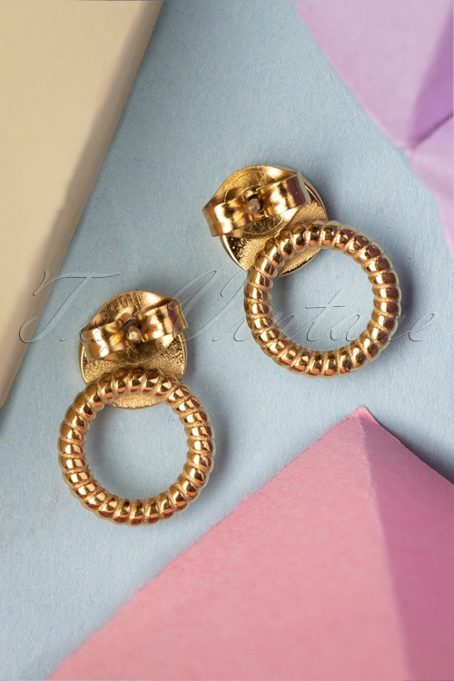 Day&Eve by Go Dutch Label - 50s Rope Ring Studs in Gold Plated 3