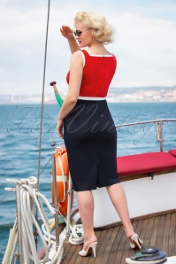 Glamour Bunny - 50s Barbara Pencil Dress in Red and Navy 8