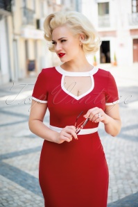 Glamour Bunny - 50s Hazel Pencil Dress in Red 7