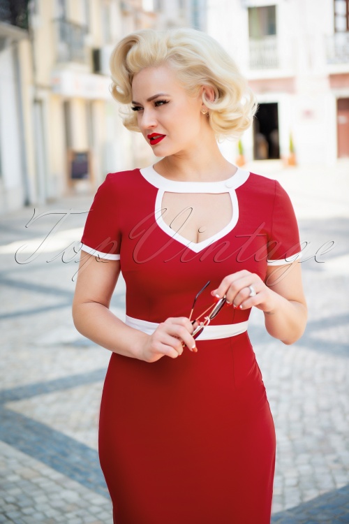 Glamour Bunny - 50s Hazel Pencil Dress in Red 7