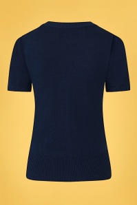 Collectif Clothing - 50s Davina Plain Knitted Top in Navy 3