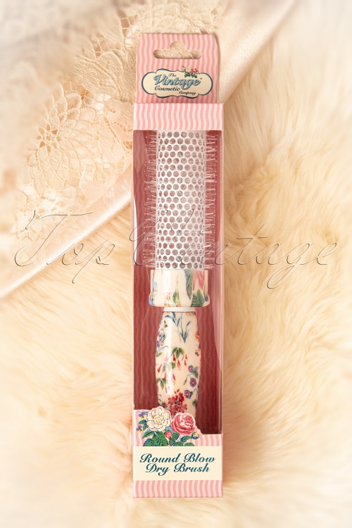 The Vintage Cosmetic Company - Round Floral Blow Dry Hair Brush en Ivoire 2
