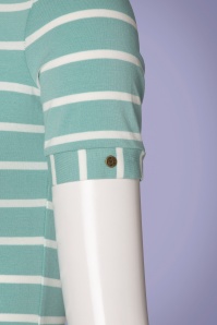 Blutsgeschwister - Logo Stripes T-Shirt Années 50 en Bleu Menthe 5