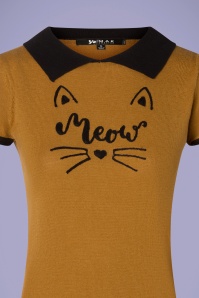 Mak Sweater - Cat shirt in camel en zwart 3