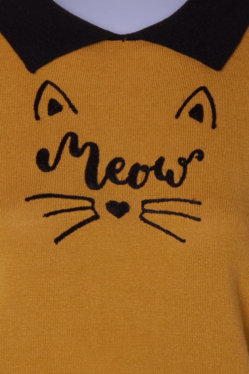 Mak Sweater - Cat Shirt Années 60 en Camel et Noir 4