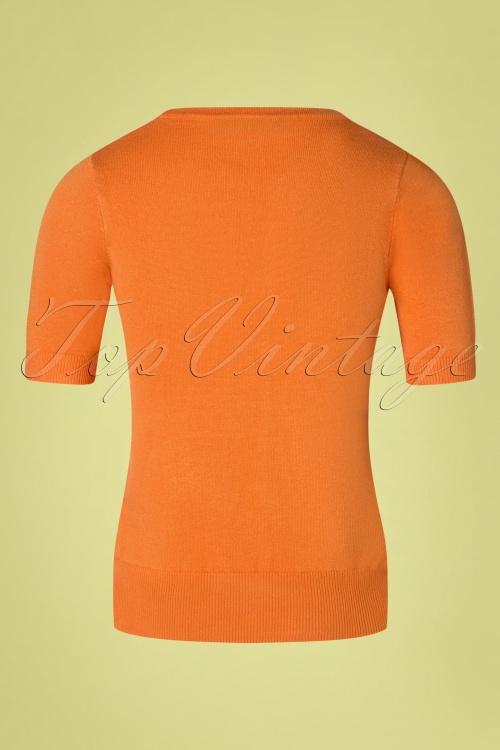 Mak Sweater - Debbie Short Sleeve Sweater Années 50 en Orange Clair 2