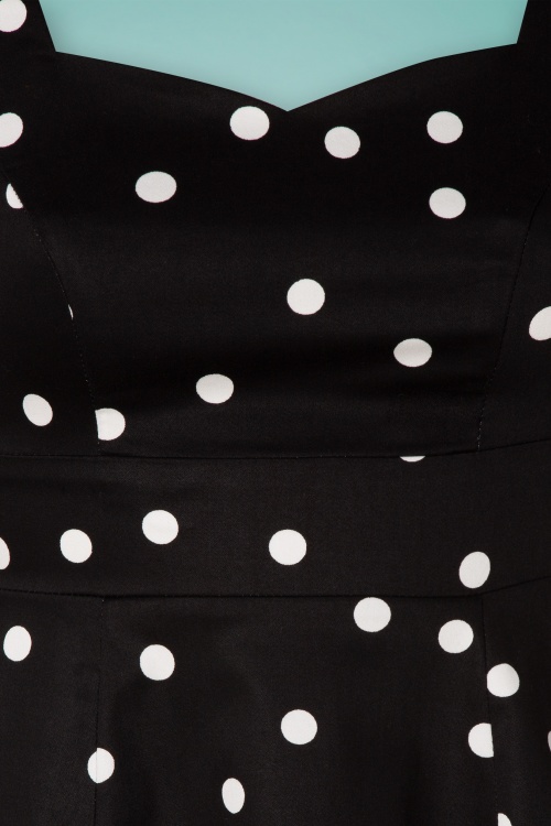 Dolly and Dotty - 50s Claudia Polkadot Swing Dress in Black 4