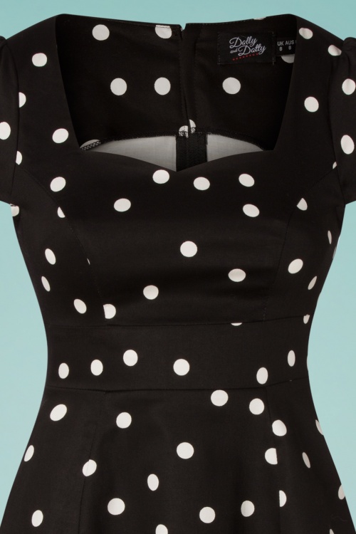Dolly and Dotty - 50s Claudia Polkadot Swing Dress in Black 3