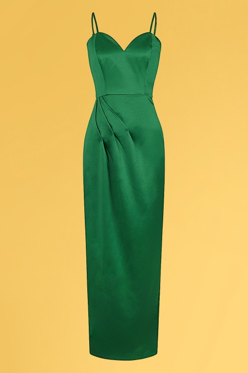 Collectif Clothing - 50s Lya Occasion Maxi Dress in Emerald Green 2