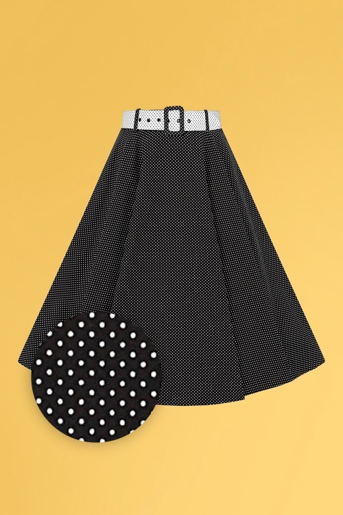 Collectif Clothing - Clair Mini Polka Dot Swing Skirt Années 50 en Noir et Blanc 2