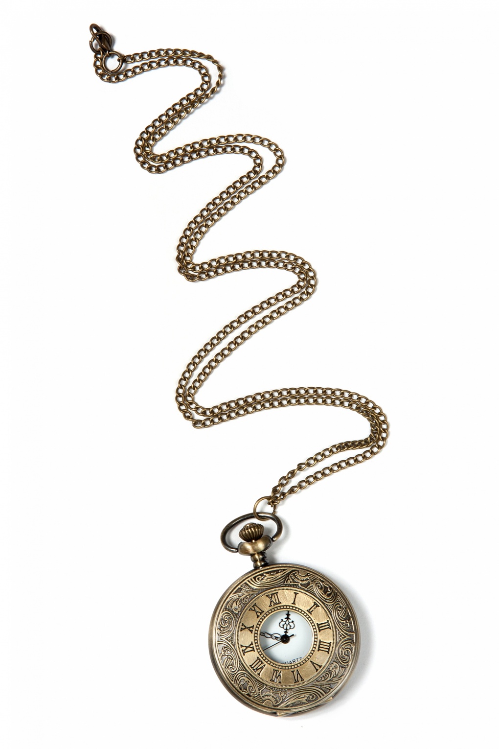 Antique Roman Capital pocket watch necklace gold