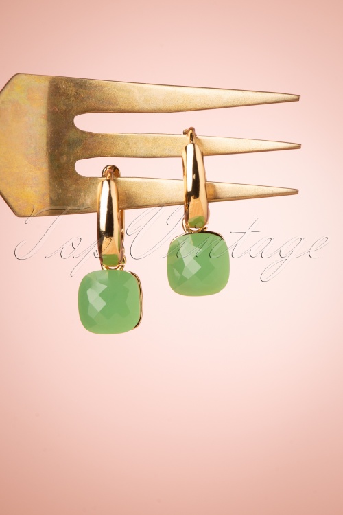 Day&Eve by Go Dutch Label - 50s Cushion Cut Earrings in Pacific Green