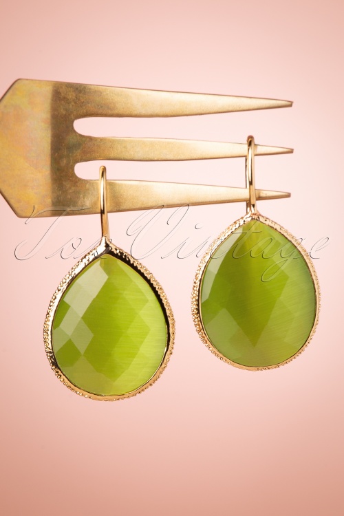 Day&Eve by Go Dutch Label - 50s The Big Drop Earrings in May Green