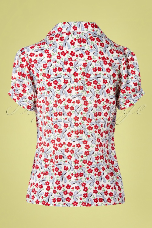 Pretty Vacant - Gaby blouse met bloemenstrikjes in crème 4