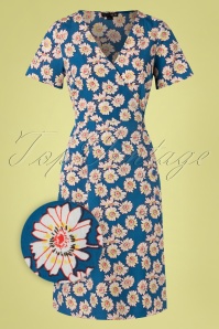 Pretty Vacant - 60s Sabrina Floral Dress in Blue 2