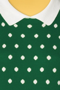 Mak Sweater - 60s Kristen Polkadot Sweater in Green and White 3