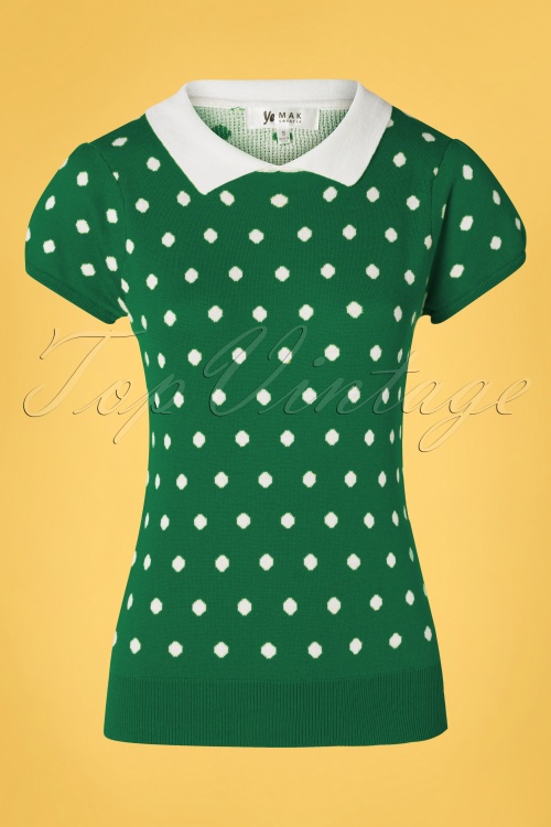 Mak Sweater - Kristen Polkadot Pullover in Grün und Weiß