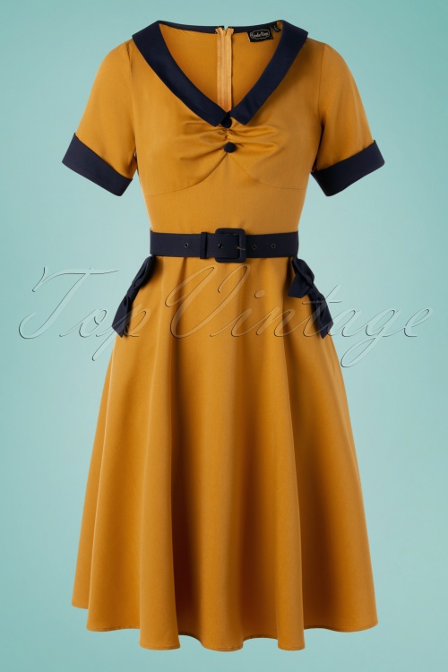 Vixen - 50s Maryann Swing Dress in Honey Yellow 2