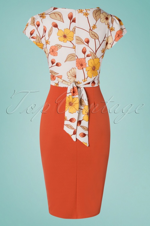 Vintage Chic for Topvintage - Maribelle Pencil Dress Années 50 en Orange Brique 3