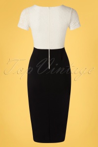 Vintage Chic for Topvintage - 50s Eliane Lace Pencil Dress in Black and Ivory 5